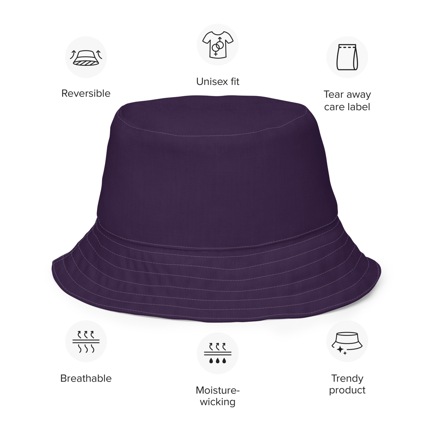 Michigan Upper Peninsula Bucket Hat (w/ UP Outline) | Reversible - Blackcurrant Color