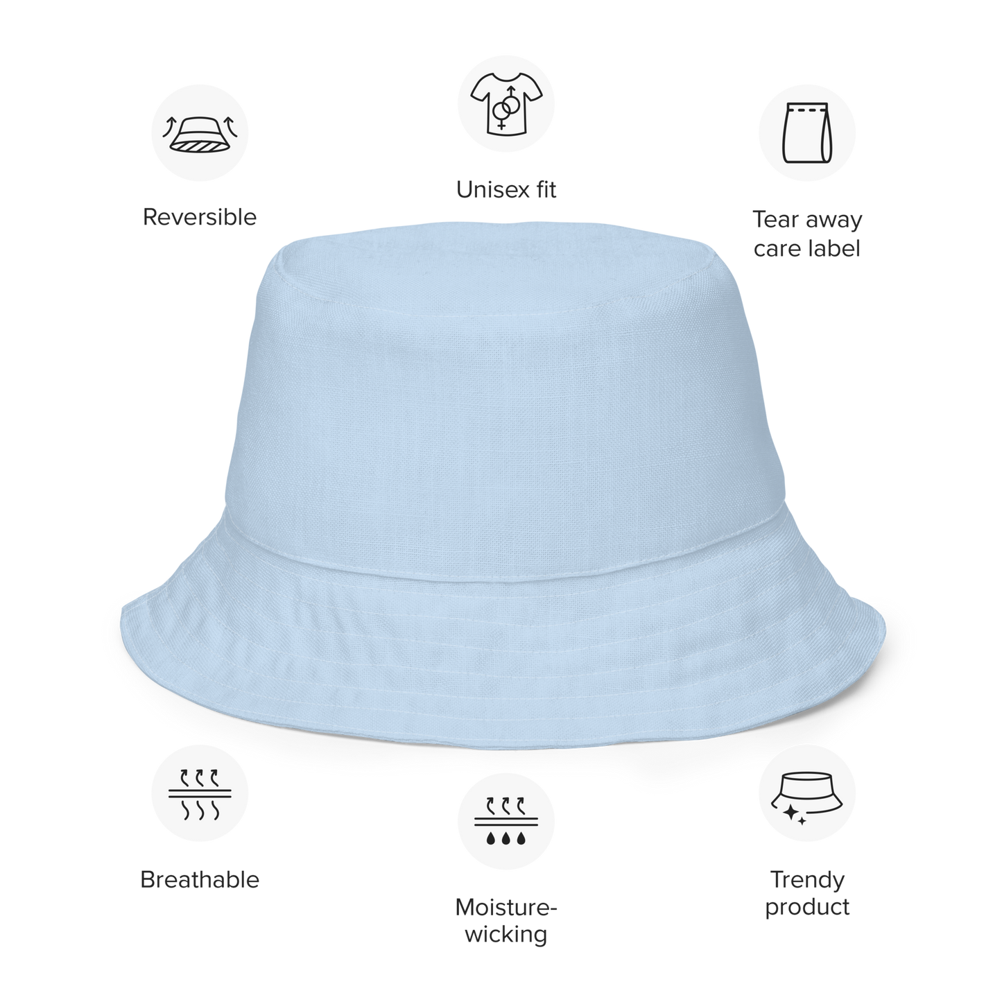 Michigan Upper Peninsula Bucket Hat (w/ Pink UP Outline) | Reversible - Baby Blue