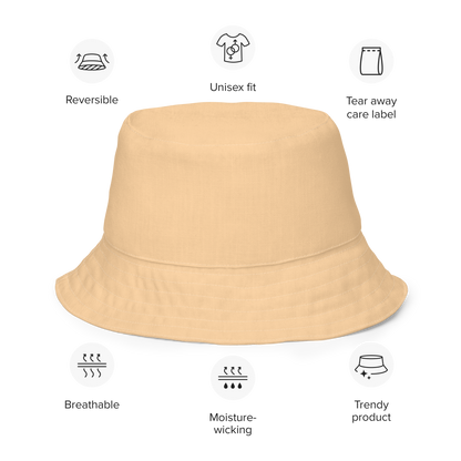 Michigan Upper Peninsula Bucket Hat (w/ Pink UP Outline) | Reversible - Pale Apricot