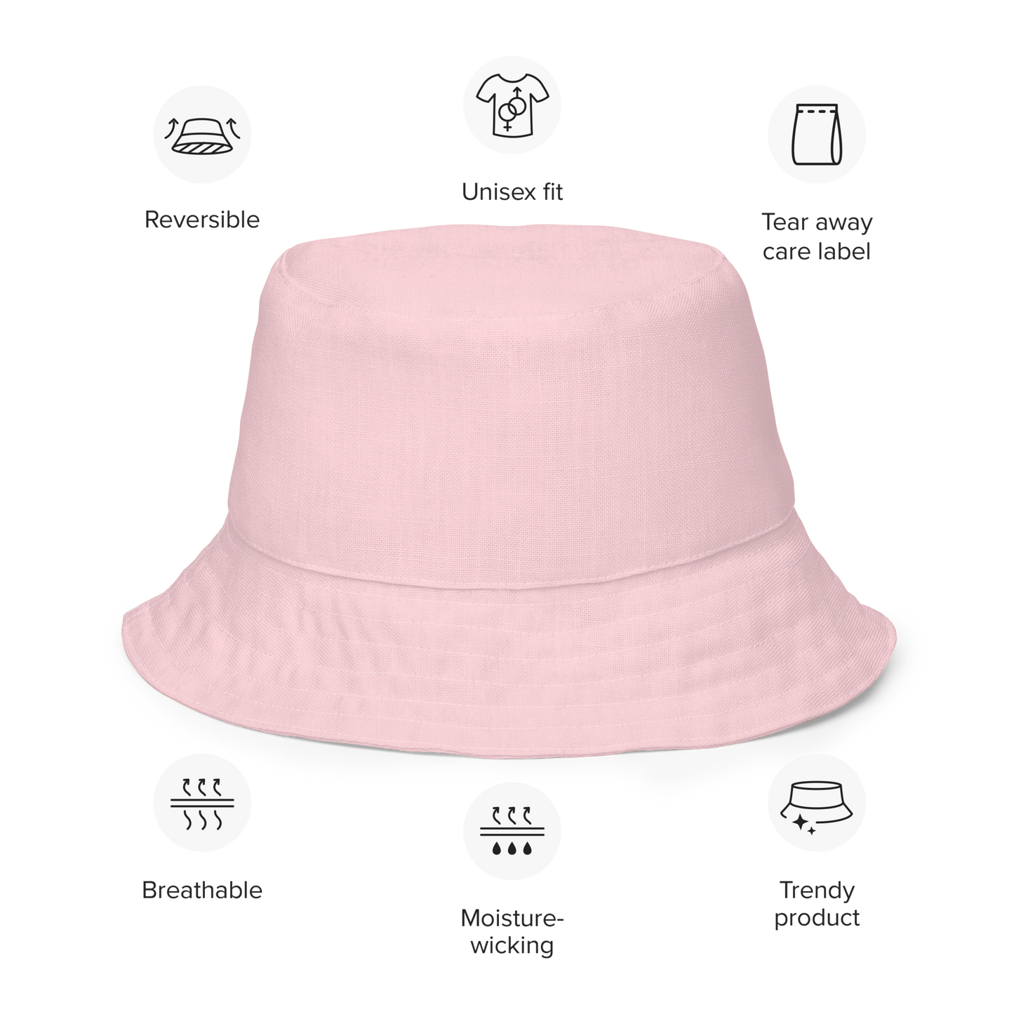 Michigan Upper Peninsula Bucket Hat (w/ Azure UP Outline) | Reversible - Pale Pink