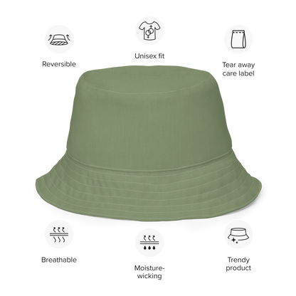 Michigan Upper Peninsula Bucket Hat (w/ UP Finland Flag) | Reversible - Camo Green