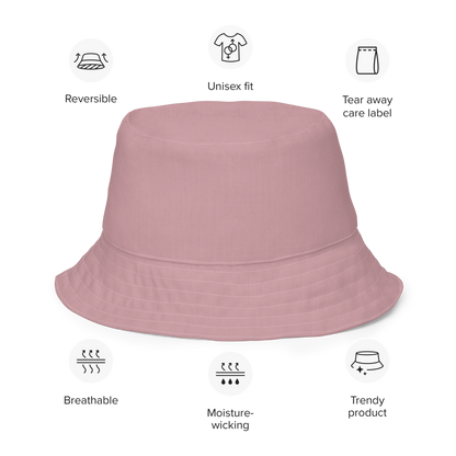 Michigan Upper Peninsula Bucket Hat (w/ UP Quebec Flag) | Reversible - Cherry Blossom Pink