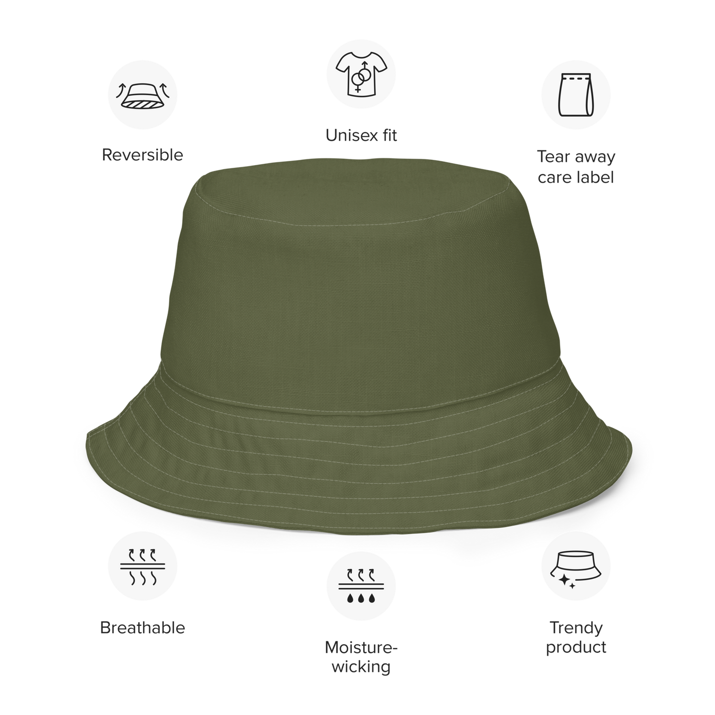 Michigan Upper Peninsula Bucket Hat (w/ Copper UP Outline) | Reversible - Army Green