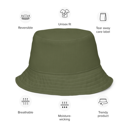 Michigan Upper Peninsula Bucket Hat (w/ Copper UP Outline) | Reversible - Army Green