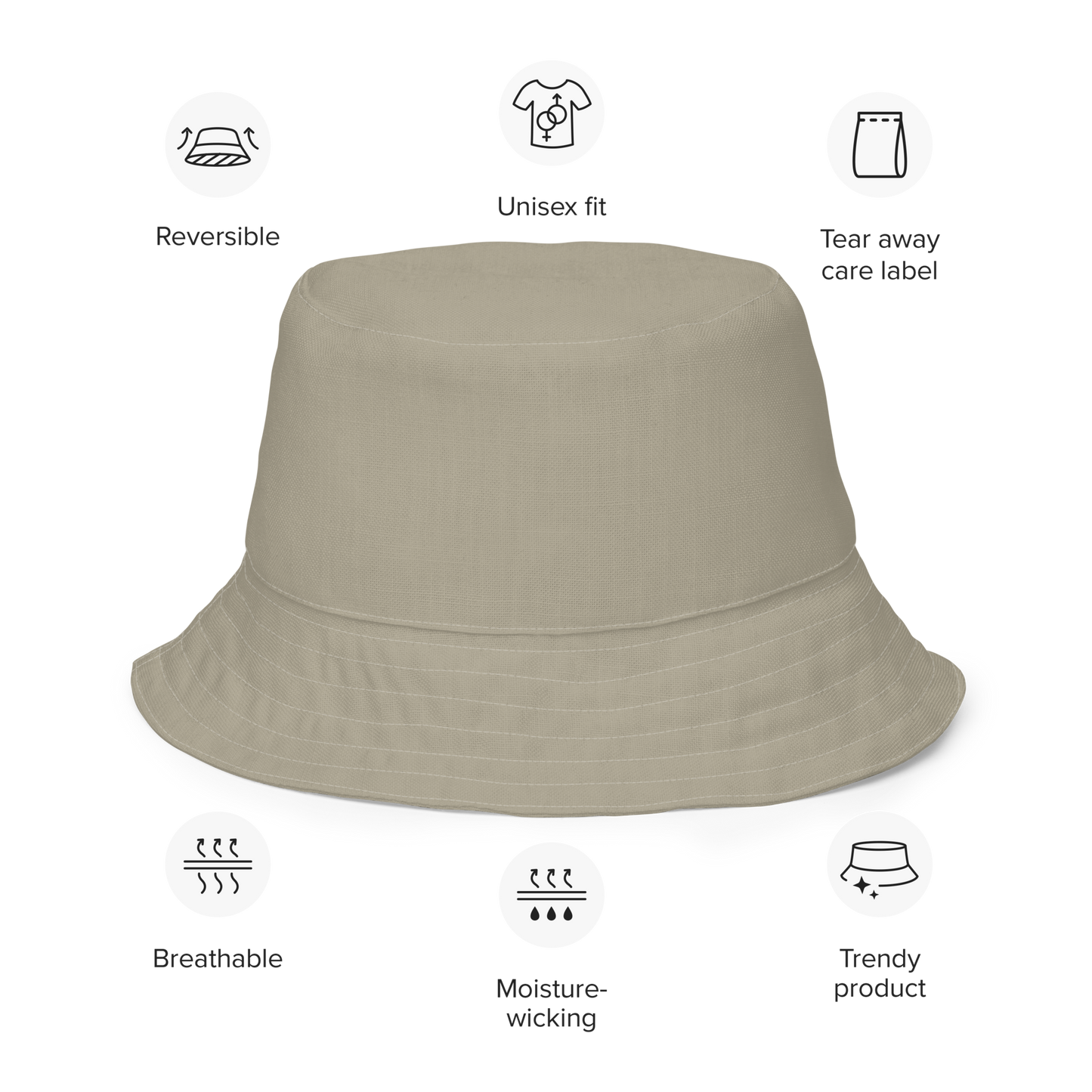 Michigan Upper Peninsula Bucket Hat (w/ Army Green UP Outline) | Reversible - Petoskey Stone Beige