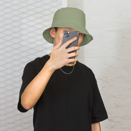 Detroit Bucket Hat (w/ Army Green 'Old French D') | Reversible - Beachgrass Green