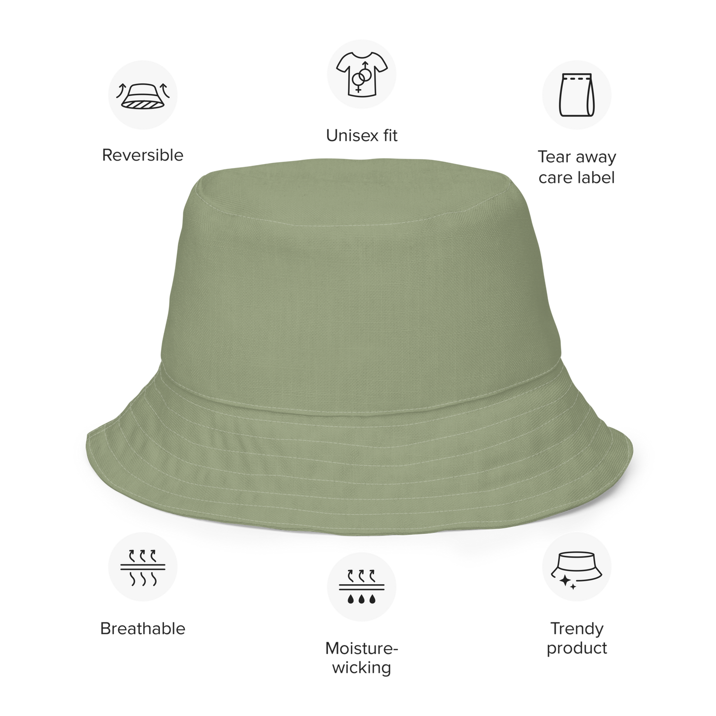 Detroit Bucket Hat (w/ Army Green 'Old French D') | Reversible - Beachgrass Green