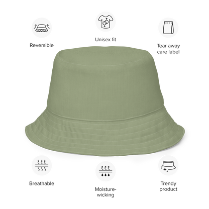 Detroit Bucket Hat (w/ Army Green 'Old French D') | Reversible - Beachgrass Green