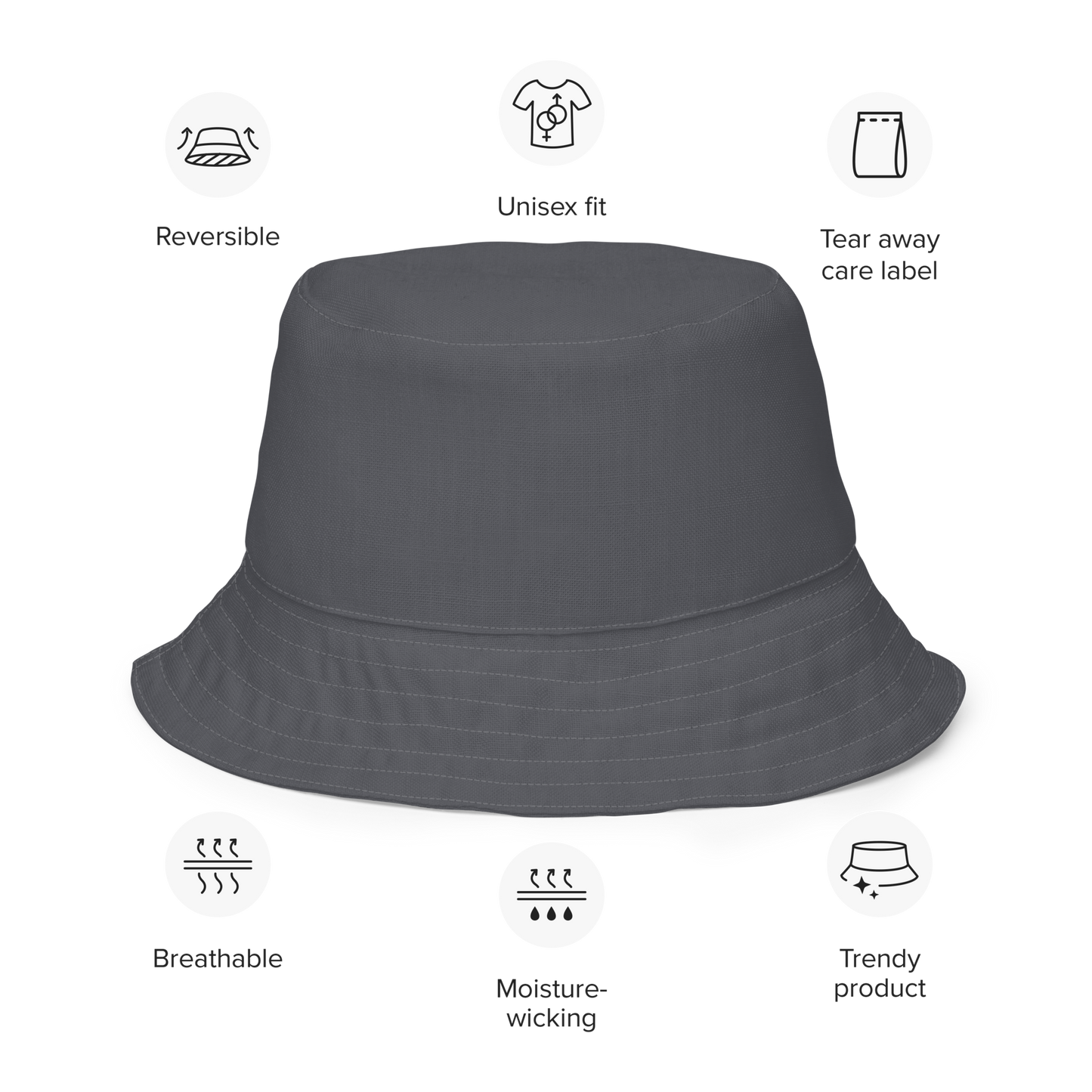 Detroit 'Old English D' Bucket Hat | Reversible - Iron Ore Grey