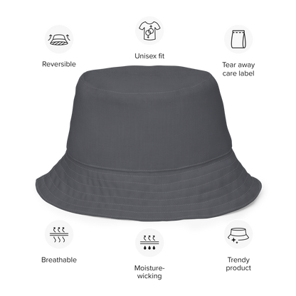 Detroit 'Old English D' Bucket Hat | Reversible - Iron Ore Grey