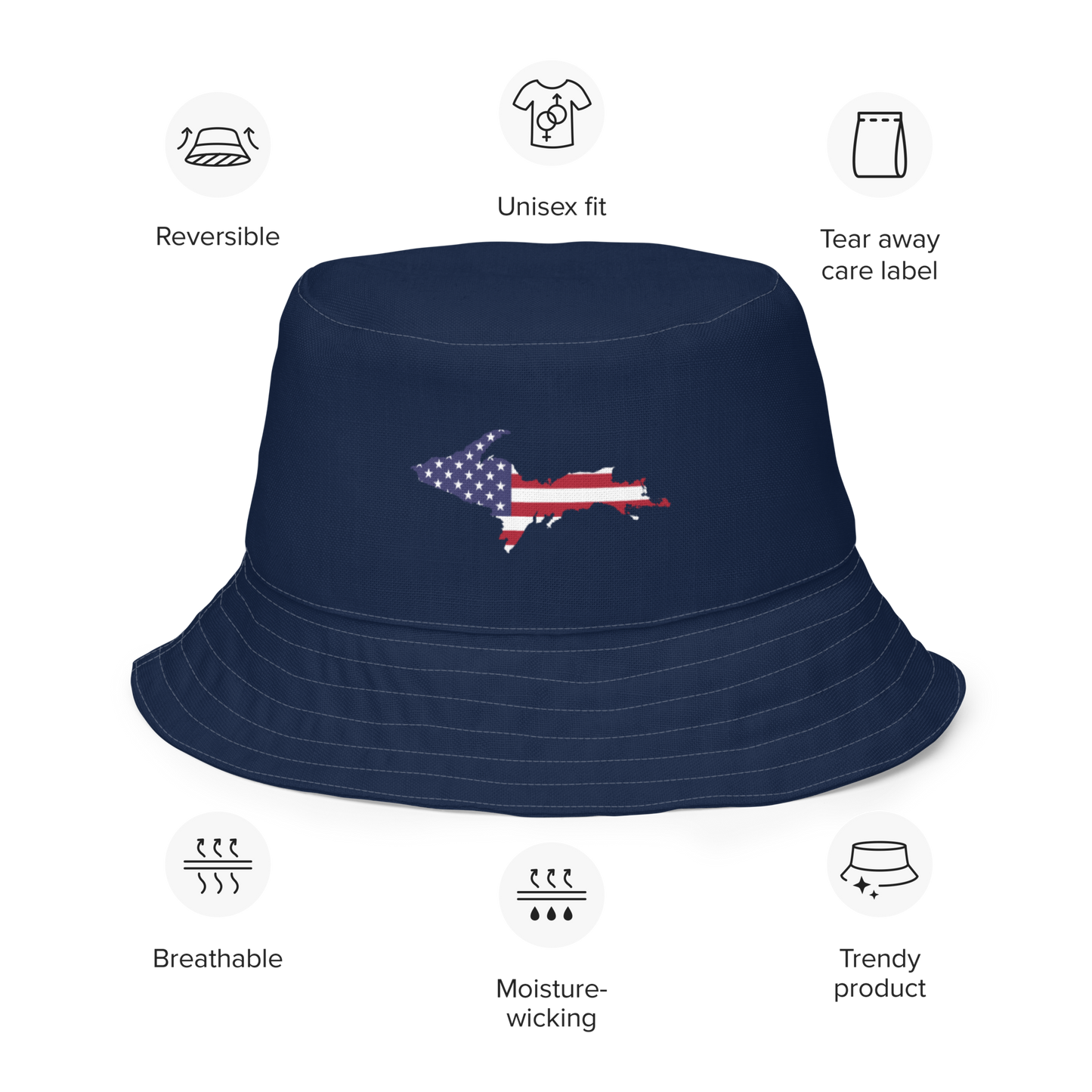 Michigan Upper Peninsula Bucket Hat (w/ UP USA Flag) | Unisex Reversible