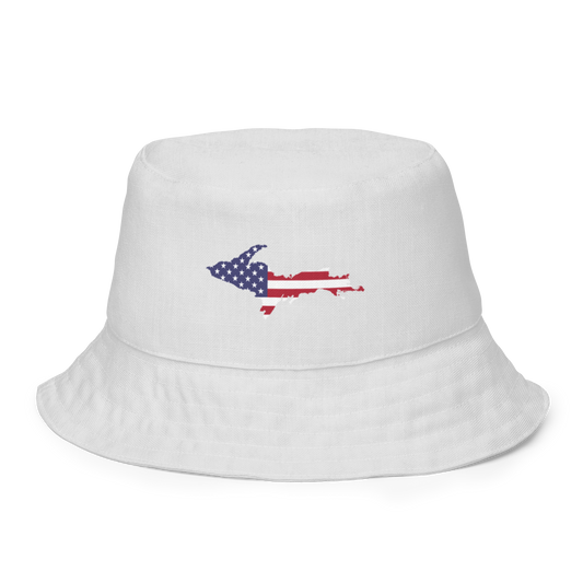 Michigan Upper Peninsula Bucket Hat (Patriot Edition) | Reversible - Birch Bark White