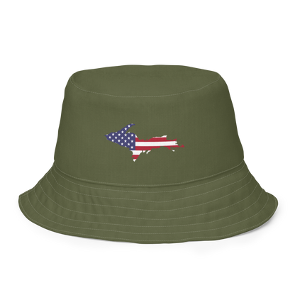 Michigan Upper Peninsula Bucket Hat (Patriot Edition) | Reversible - Army Green