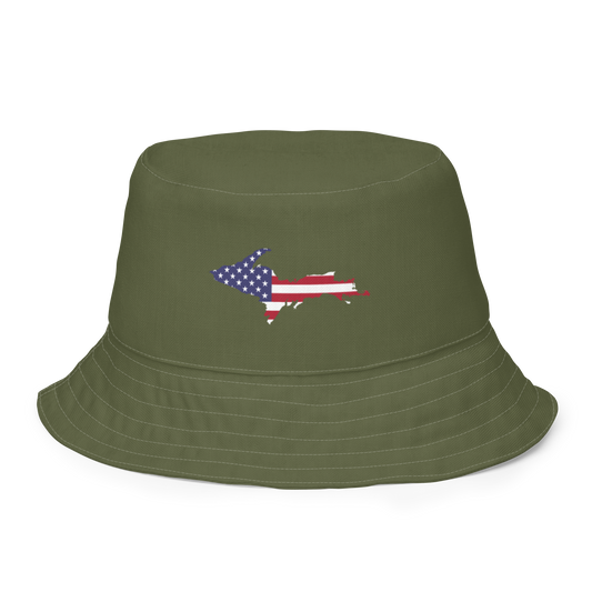 Michigan Upper Peninsula Bucket Hat (Patriot Edition) | Reversible - Army Green