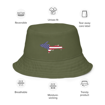 Michigan Upper Peninsula Bucket Hat (Patriot Edition) | Reversible - Army Green