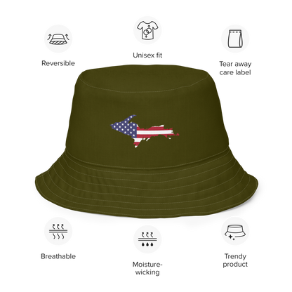 Michigan Upper Peninsula Bucket Hat (Patriot Edition) | Reversible - Military Green