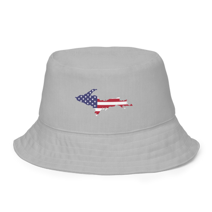 Michigan Upper Peninsula Bucket Hat (Patriot Edition) | Reversible - Silver