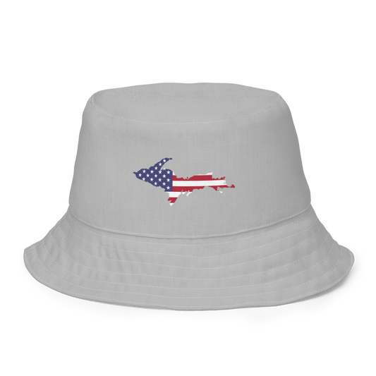 Michigan Upper Peninsula Bucket Hat (Patriot Edition) | Reversible - Silver