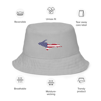 Michigan Upper Peninsula Bucket Hat (Patriot Edition) | Reversible - Silver