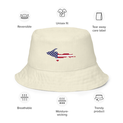 Michigan Upper Peninsula Bucket Hat (Patriot Edition) | Reversible - Ivory