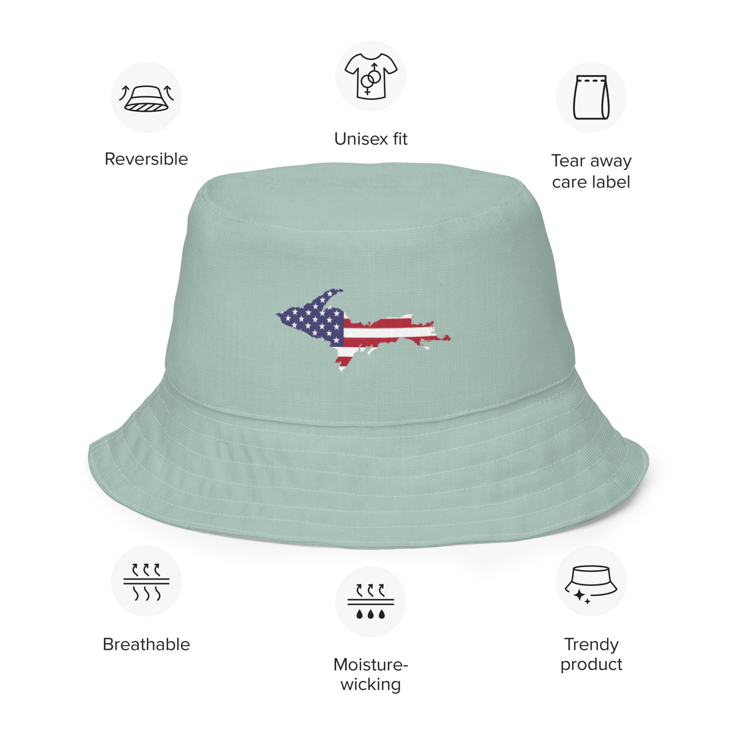 Michigan Upper Peninsula Bucket Hat (Patriot Edition) | Reversible - Opal Color