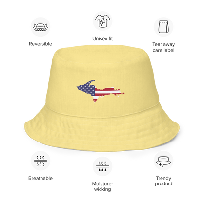 Michigan Upper Peninsula Bucket Hat (Patriot Edition) | Reversible - Cherry Yellow