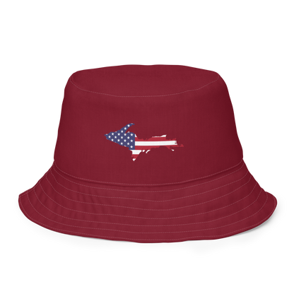 Michigan Upper Peninsula Bucket Hat (Patriot Edition) | Reversible - Burgandy