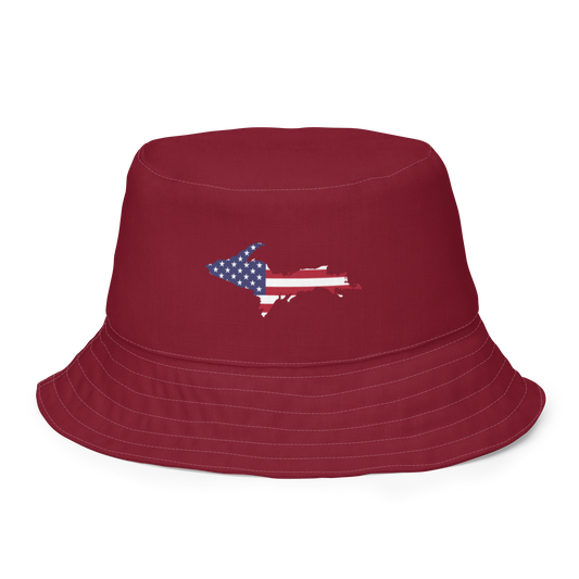 Michigan Upper Peninsula Bucket Hat (Patriot Edition) | Reversible - Burgandy