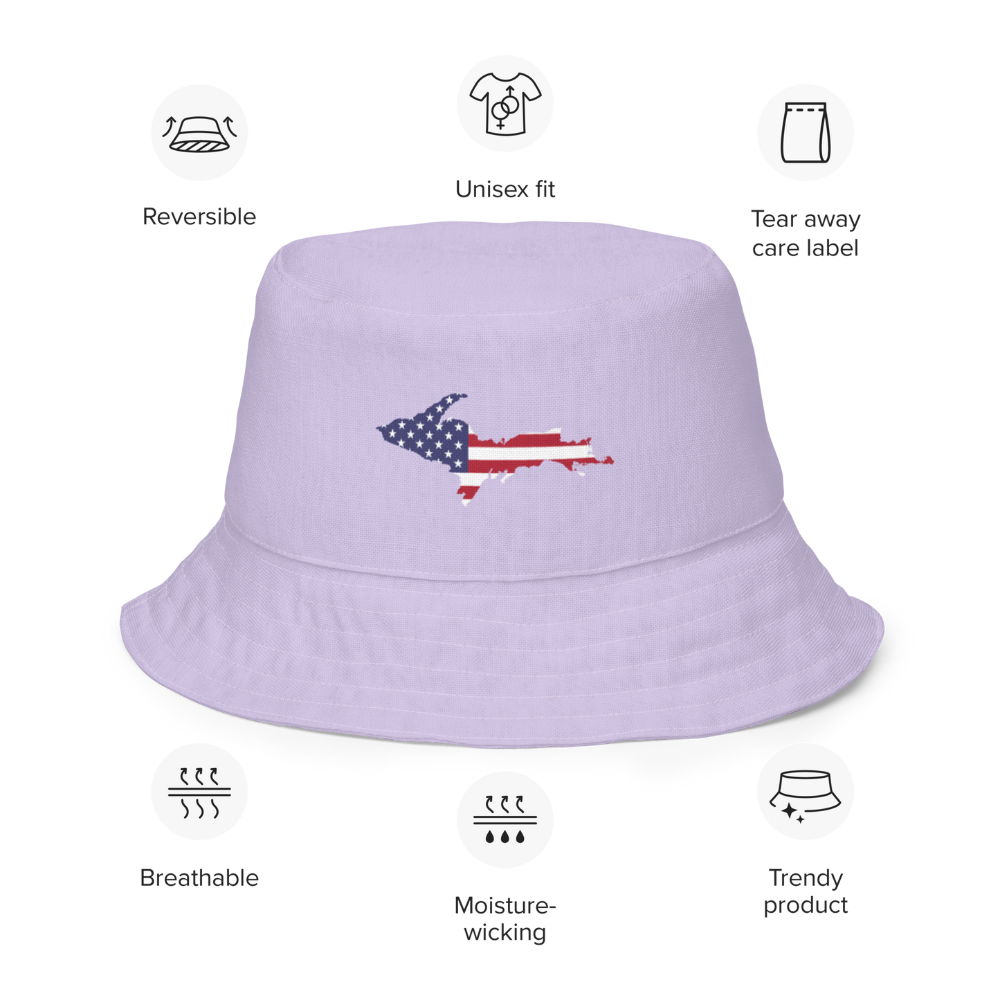 Michigan Upper Peninsula Bucket Hat (Patriot Edition) | Reversible - Birch Bark White