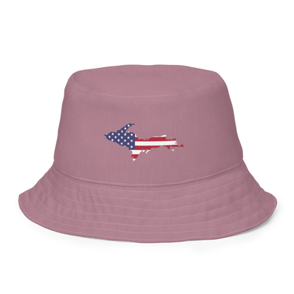 Michigan Upper Peninsula Bucket Hat (Patriot Edition) | Reversible - Cherry Blossom Pink