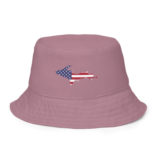Michigan Upper Peninsula Bucket Hat (Patriot Edition) | Reversible - Cherry Blossom Pink
