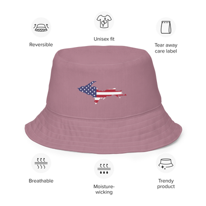 Michigan Upper Peninsula Bucket Hat (Patriot Edition) | Reversible - Cherry Blossom Pink