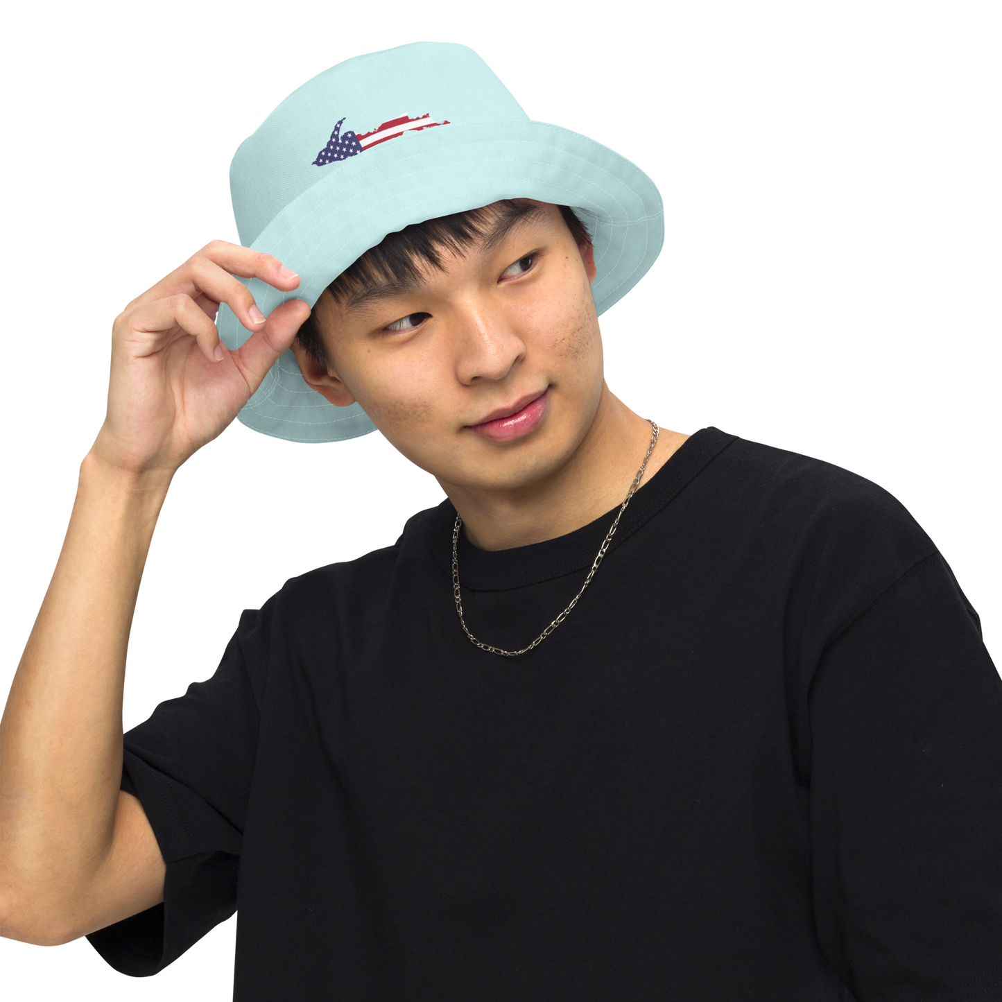 Michigan Upper Peninsula Bucket Hat (Patriot Edition) | Reversible - Cyan