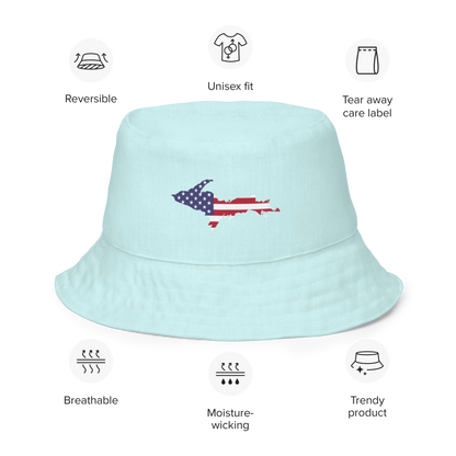 Michigan Upper Peninsula Bucket Hat (Patriot Edition) | Reversible - Cyan