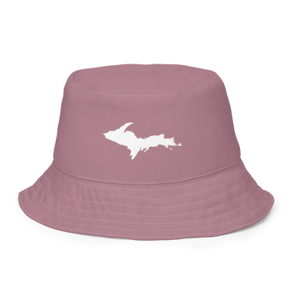 Michigan Upper Peninsula Bucket Hat (w/ UP Outline) | Reversible - Cherry Blossom Pink