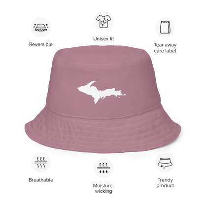 Michigan Upper Peninsula Bucket Hat (w/ UP Outline) | Reversible - Cherry Blossom Pink