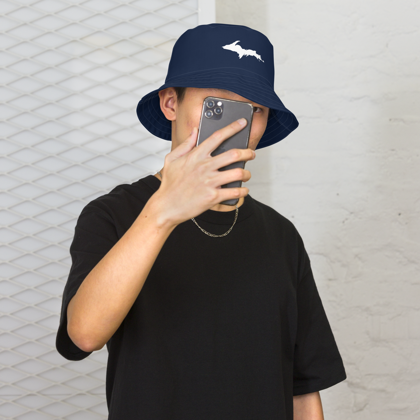 Michigan Upper Peninsula Bucket Hat (w/ UP Outline) | Reversible - Navy