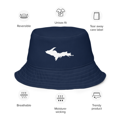 Michigan Upper Peninsula Bucket Hat (w/ UP Outline) | Reversible - Navy