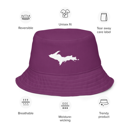 Michigan Upper Peninsula Bucket Hat (w/ UP Outline) | Reversible - Plum