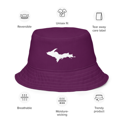 Michigan Upper Peninsula Bucket Hat (w/ UP Outline) | Reversible - Tyrian Purple