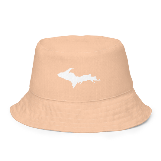 Michigan Upper Peninsula Bucket Hat (w/ UP Outline) | Reversible - Peach Color
