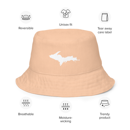 Michigan Upper Peninsula Bucket Hat (w/ UP Outline) | Reversible - Peach Color