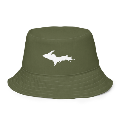 Michigan Upper Peninsula Bucket Hat (w/ UP Outline) | Reversible - Army Color