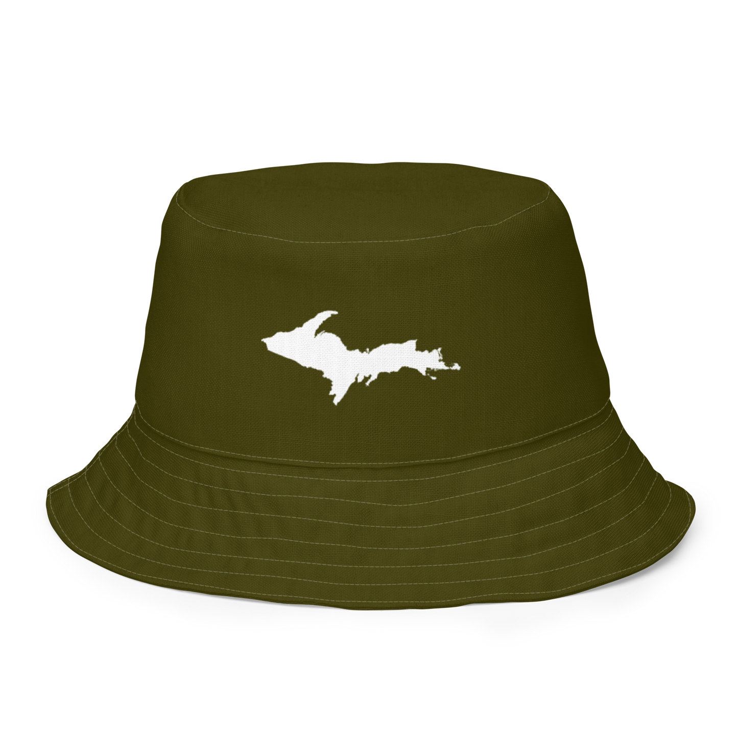 Michigan Upper Peninsula Bucket Hat (w/ UP Outline) | Reversible - Military Green