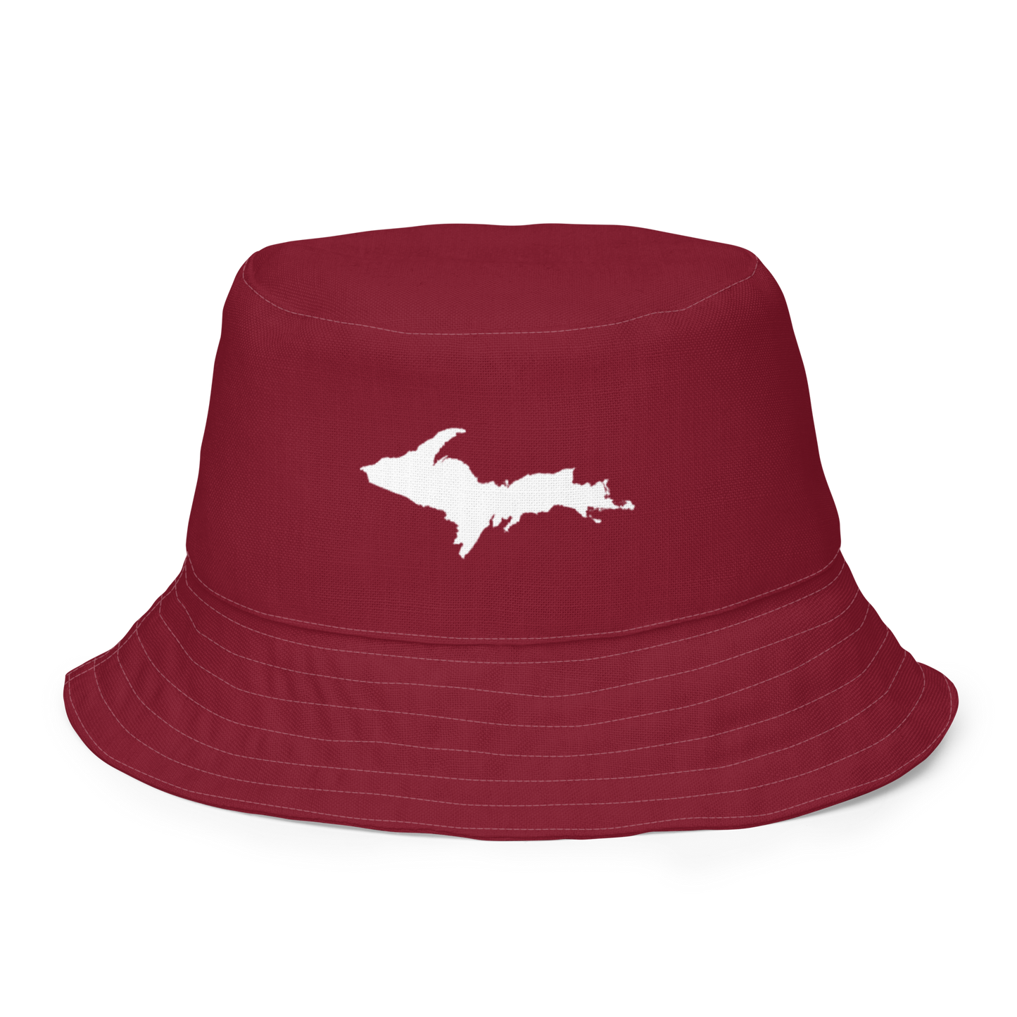 Michigan Upper Peninsula Bucket Hat (w/ UP Outline) | Reversible - Burgandy