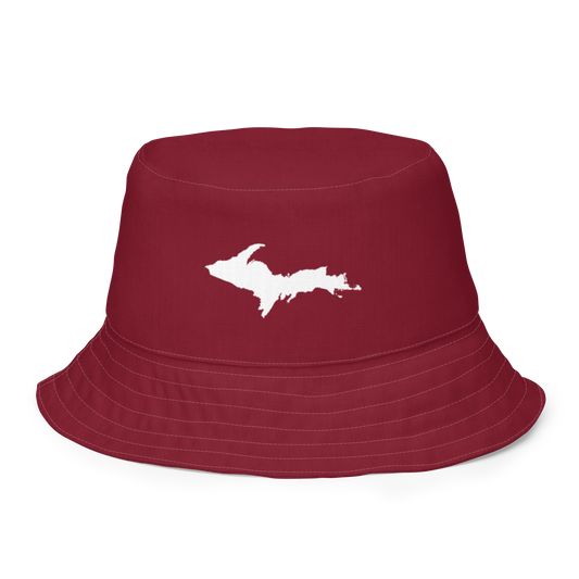 Michigan Upper Peninsula Bucket Hat (w/ UP Outline) | Reversible - Burgandy