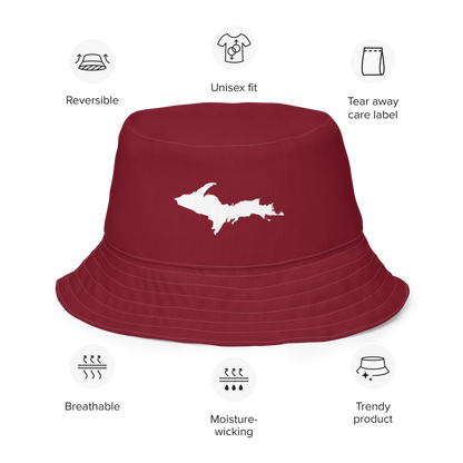 Michigan Upper Peninsula Bucket Hat (w/ UP Outline) | Reversible - Burgandy