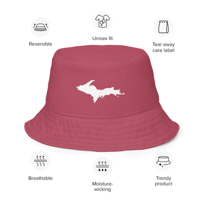 Michigan Upper Peninsula Bucket Hat (w/ UP Outline) | Reversible - Popstar Pink