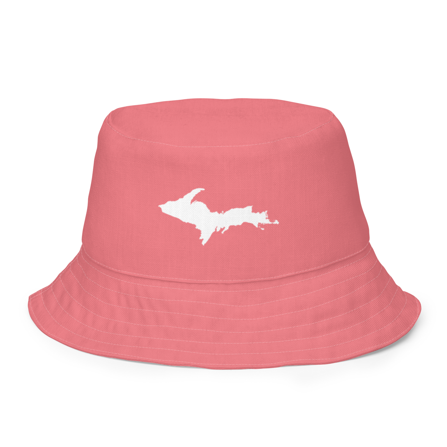 Michigan Upper Peninsula Bucket Hat (w/ UP Outline) | Reversible - Watermelon Pink