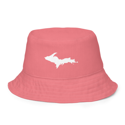 Michigan Upper Peninsula Bucket Hat (w/ UP Outline) | Reversible - Watermelon Pink